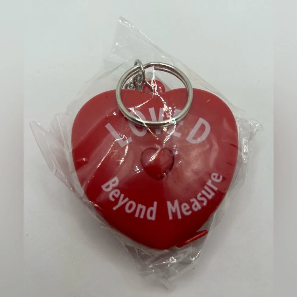 Hallmark Red Heart shaped retractable Measuring tape key chain